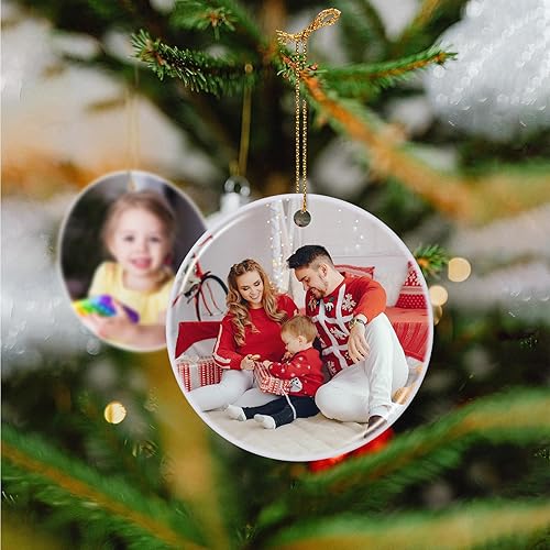 Miniatura 4 de Adornos de Navidad familiares personalizados 2025, adornos de fotos personalizados para árbol de Navidad, adorno de imagen, decoración de árbol de