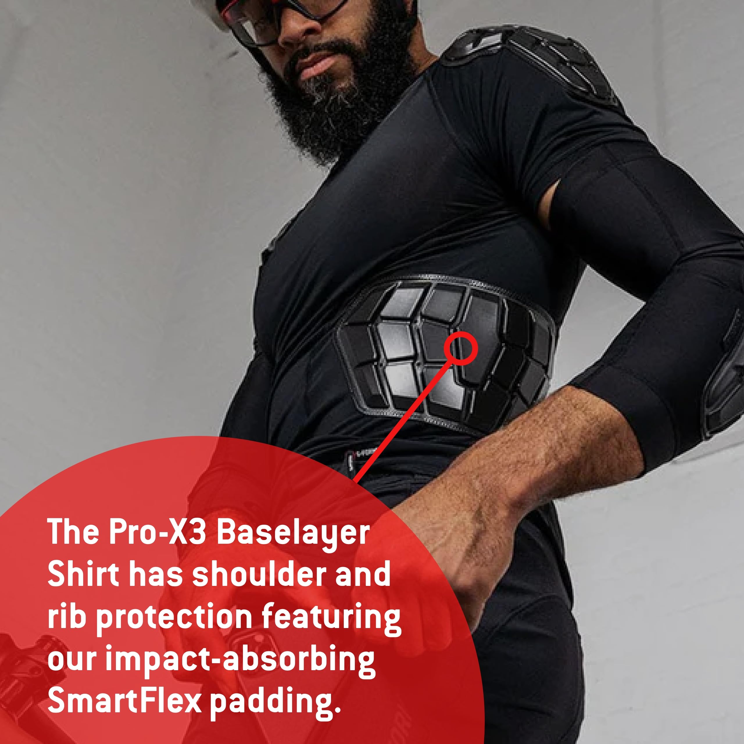 G-Form Pro-X3 Camiseta de manga corta de protección acolchada para ciclismo motocross negro
