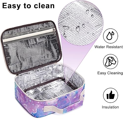 Miniatura 7 de Lonchera para niños y niñas, bolsa con aislamiento para el almuerzo, kit de bolsas de almuerzo reutilizables para la escuela y los viajes (color