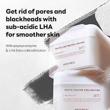MEDIHEAL Phyto Enzyme Peeling Pad - Vegan Face Resurfacing Gauze Pads with LHA & Papaya Enzym - Pore Tightening Pads to Control Sebum - Exfoliating for Dead Skin Cells, 90 sheets