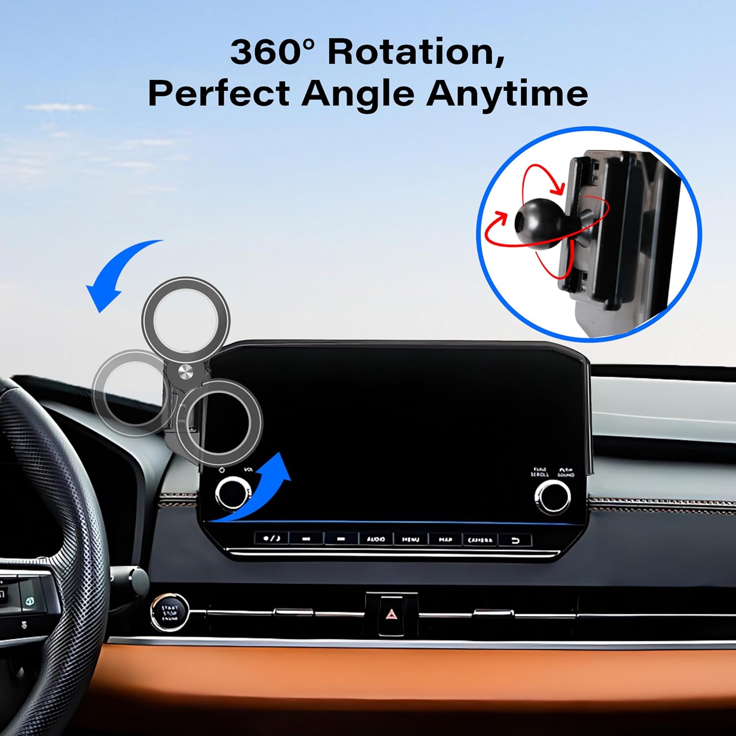 Car Phone Holder for 2022 2023 2024 Mitsubishi Outlander Accessories Apply to 9 Inch Touch Screen Fixed Clip Magnetic Cell Phone Mount Hands-Free