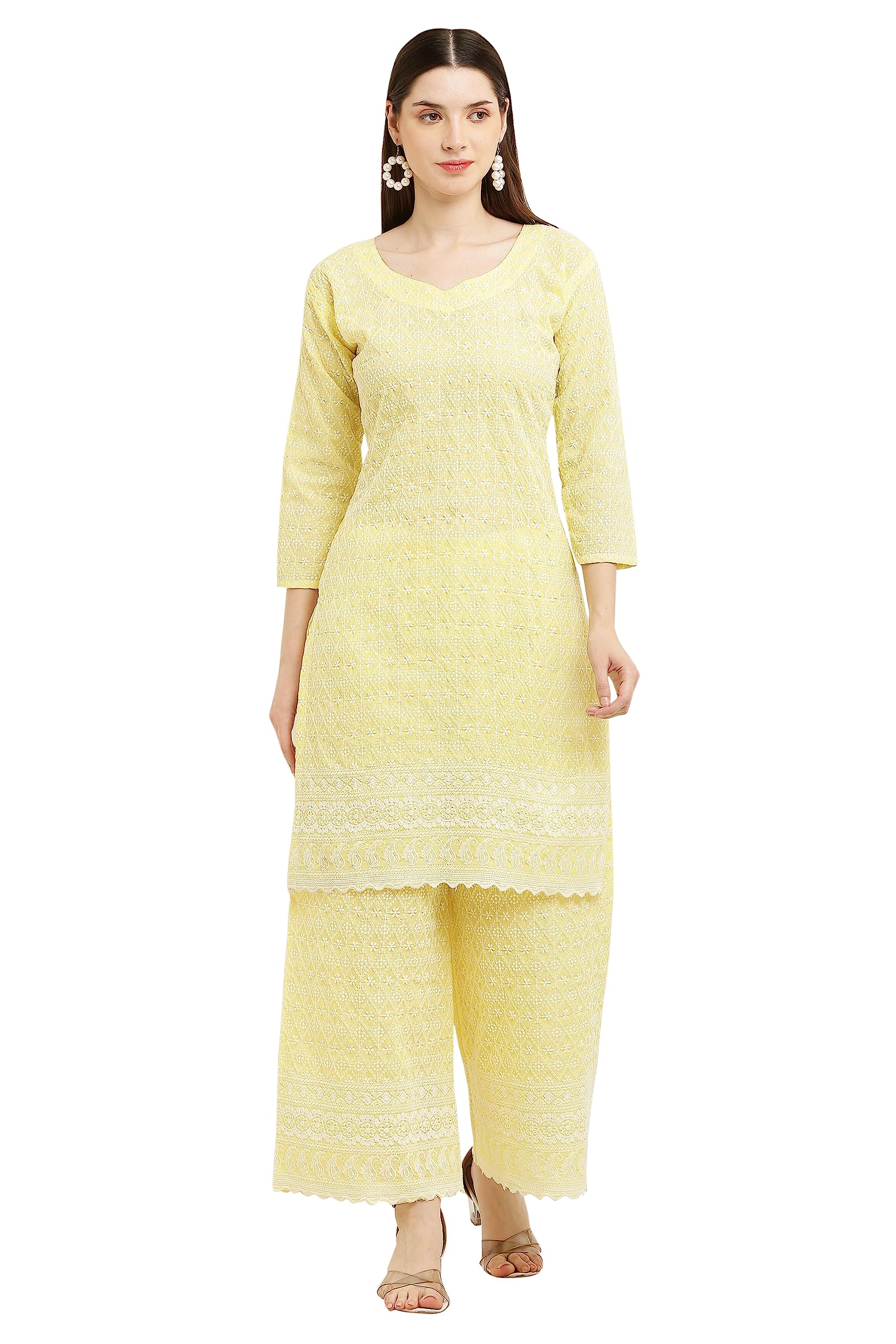 Women's Cotton Chicken Kurta Set with Palazzo-picture-50