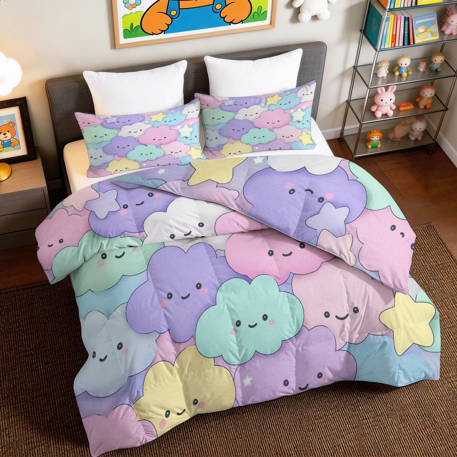Edredón nórdico de 4 estaciones suave reversible y lavable para cama doble