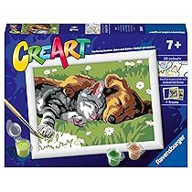 Ravensburger – Creart Serie E Classic: Cane E Gatto Dolce Sonno | Dipingere Con I Numeri Bambini 13x18cm | Giochi Creativi Bambina 7 Anni | Giochi Bambini 7 Anni O Più
