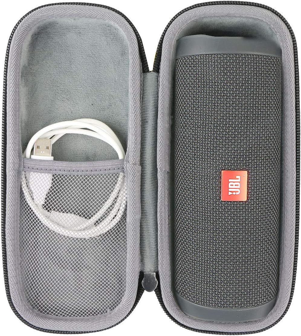 co2CREA Hard Travel Case Replacement for JBL Flip 6 FLIP 5 Waterproof Portable Bluetooth Speaker (Black Case + Inside Gray) - Image 3