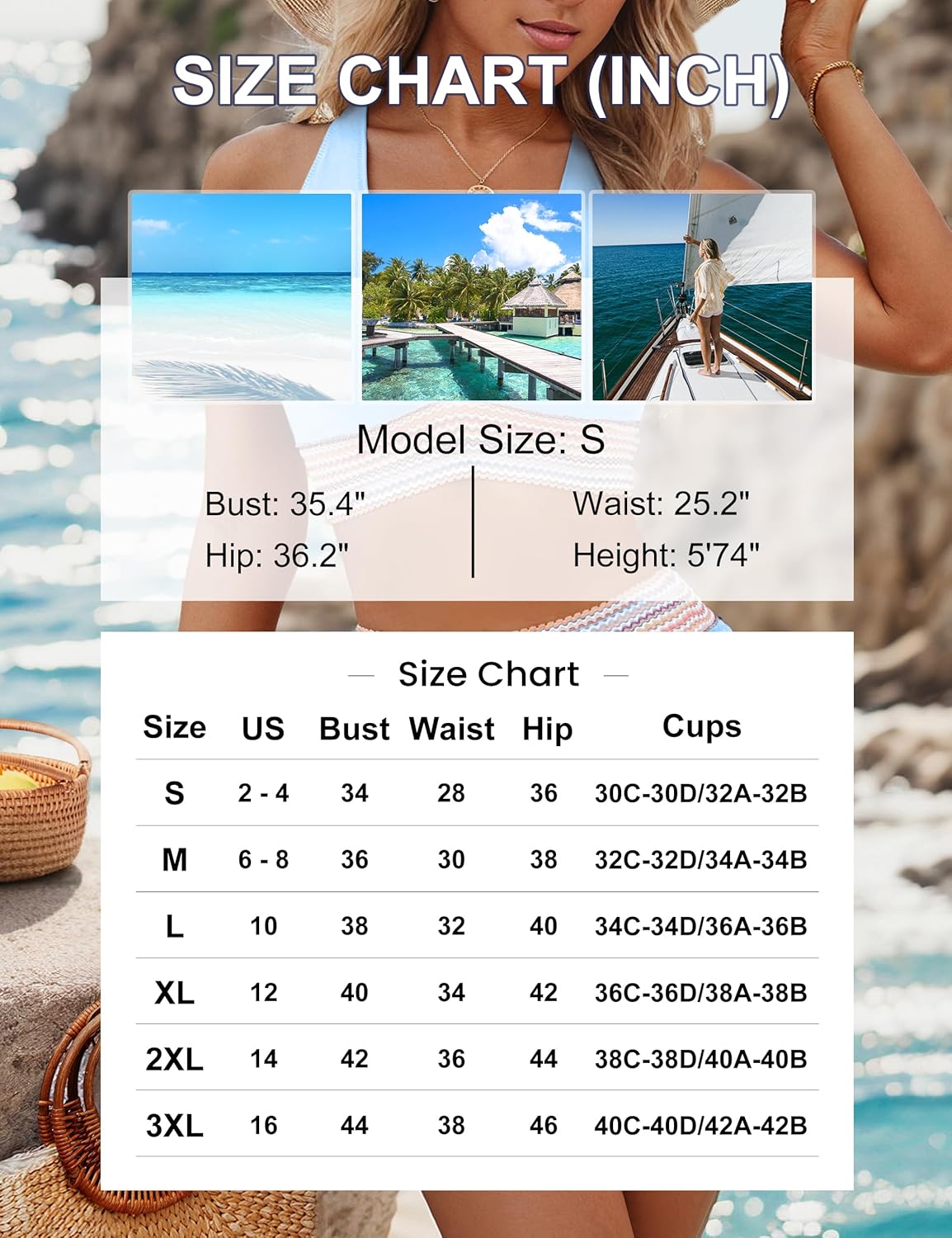 Blooming Jelly Womens High Waisted Bikini Sets Color Block Tummy Control Swimsuits Drawstring Two Piece Bathing Suit - Image 6