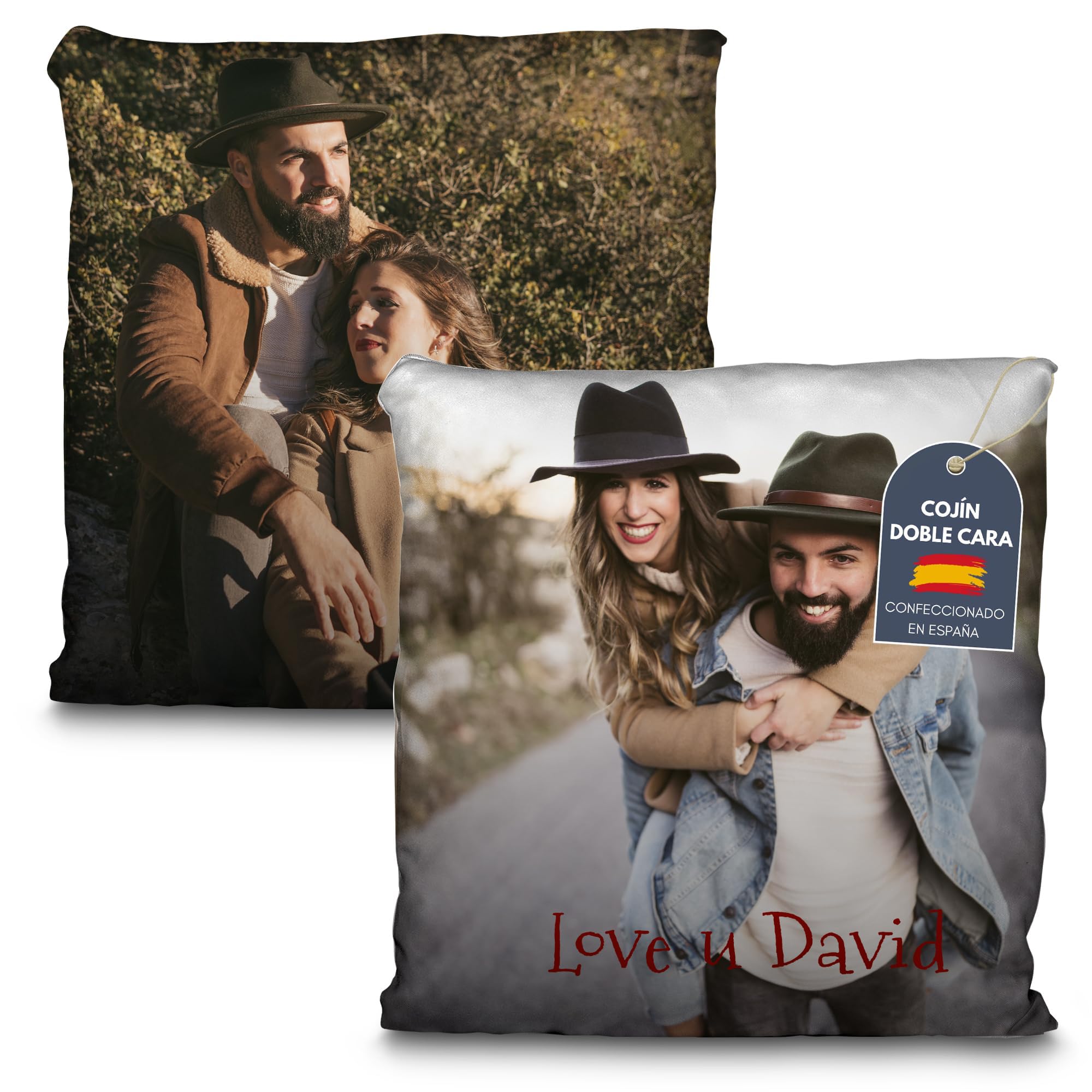 Cojín Personalizado con Foto y Texto. Regalos Originales para Mujer, Hombre y Parejas. Cojines para Sofá y Cama. Cojin Personalizado Guarderia. Cojin Enamorados. Cojín Dia De la Madre o Padre. 30x30cm