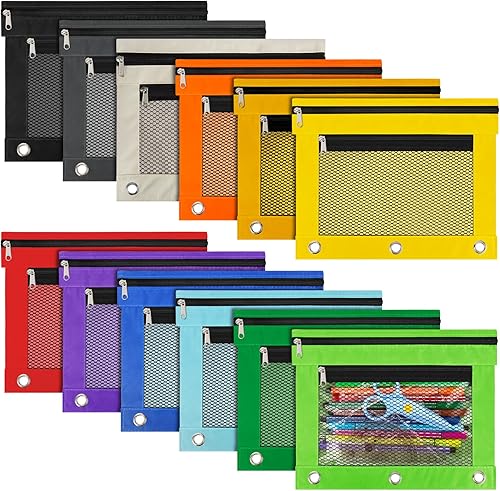 Miniatura 8 de Paquete de 120 bolsas para lápices para carpetas de 3 anillos a granel con cremallera, bolsas para lápices para aula, caja de lápices a granel para