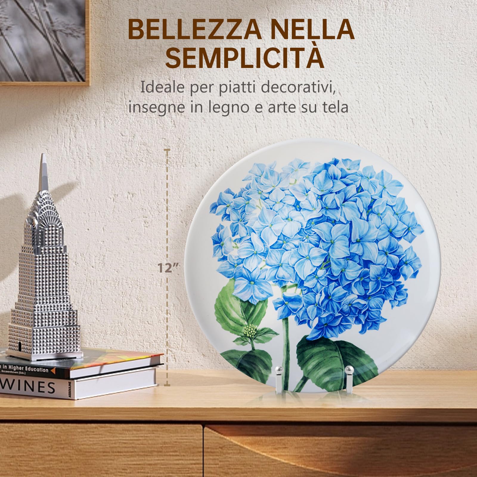 Supporto Cavalletto Espositore Porta Piatti - 20,5 cm Cavalletti per Tavolo in Ferro - Supporti da Esposizione per Piatto Decorativo | Foto | Cornice | Libri | Carte | CD - Argento - Confezione da 2
