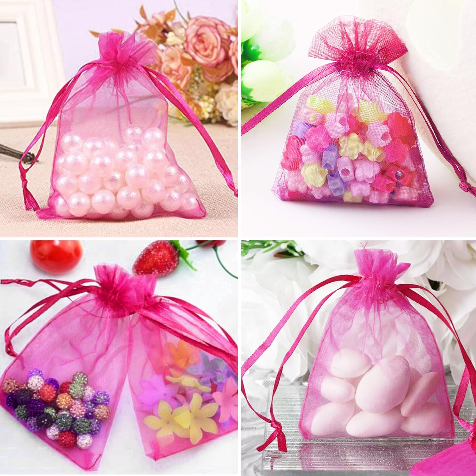 jijAcraft Sacchetti di organza Piccoli sacchetti di organza rosa