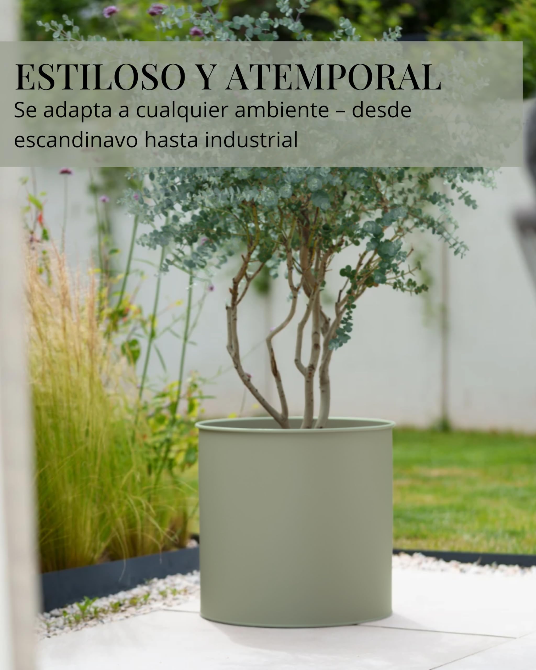 LIVLIG Juego de 3 maceteros I Macetero de 25 cm, 31 cm y 40 cm I Macetas grandes para exterior e interior I Macetas galvanizadas I Maceta verde