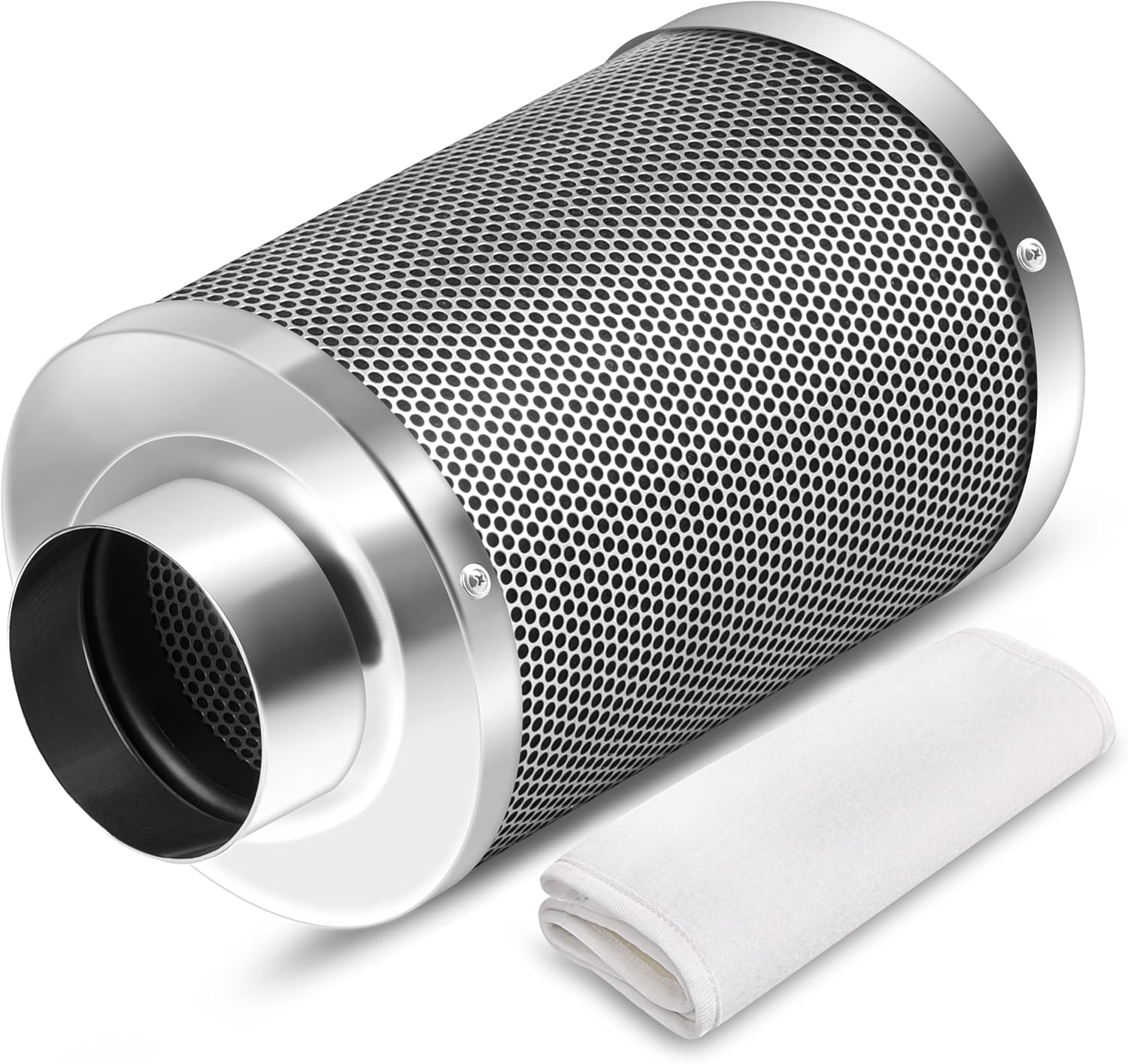 iPower 6 Inch Carbon Filter Odor Control with Australia Virgin Charcoal for Inline Fan Indoor Plants Grow Tent, Reversible Flange, Prefilter Included