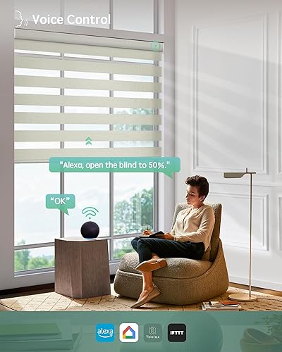 Miniatura 89 de Persianas de cebra motorizadas Yoolax compatibles con Alexa, persianas motorizadas con control remoto, persianas eléctricas inteligentes automáticas