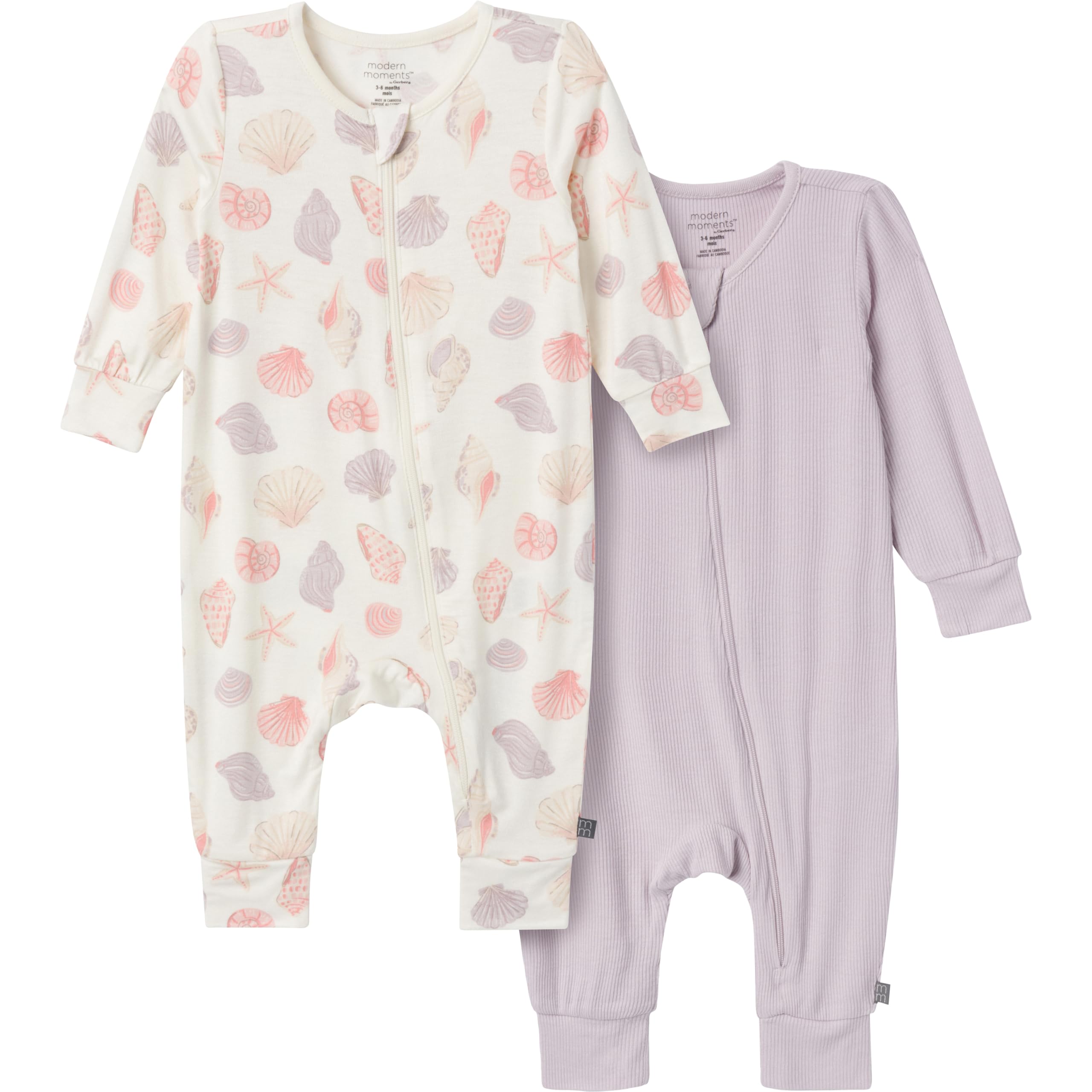 Modern Moments by Gerber baby-girls Viscose 2-pack Long-sleeve Coveralls