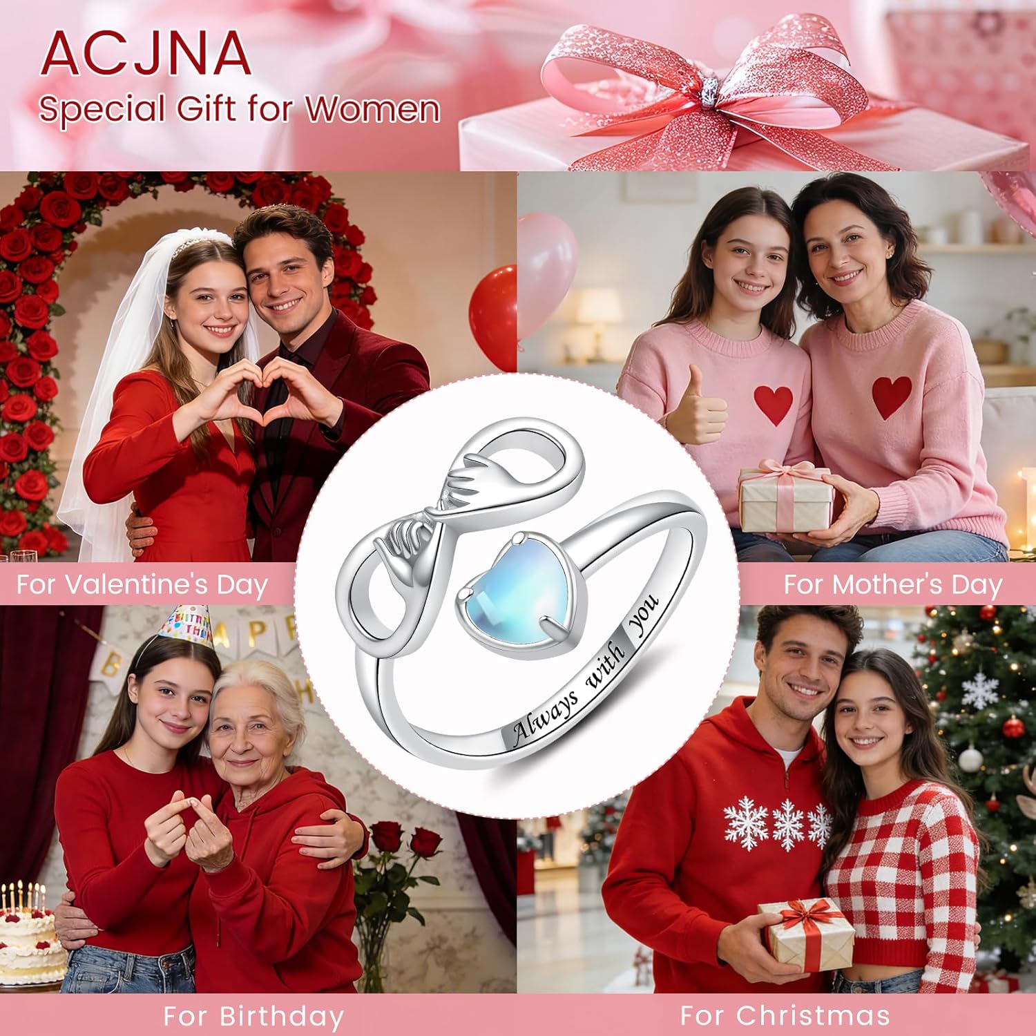 Pinky Promise Rings-925 Sterling Silver Infinity Heart Adjustable Couples Rings for Valentines Day Jewelry Gifts - Image 6