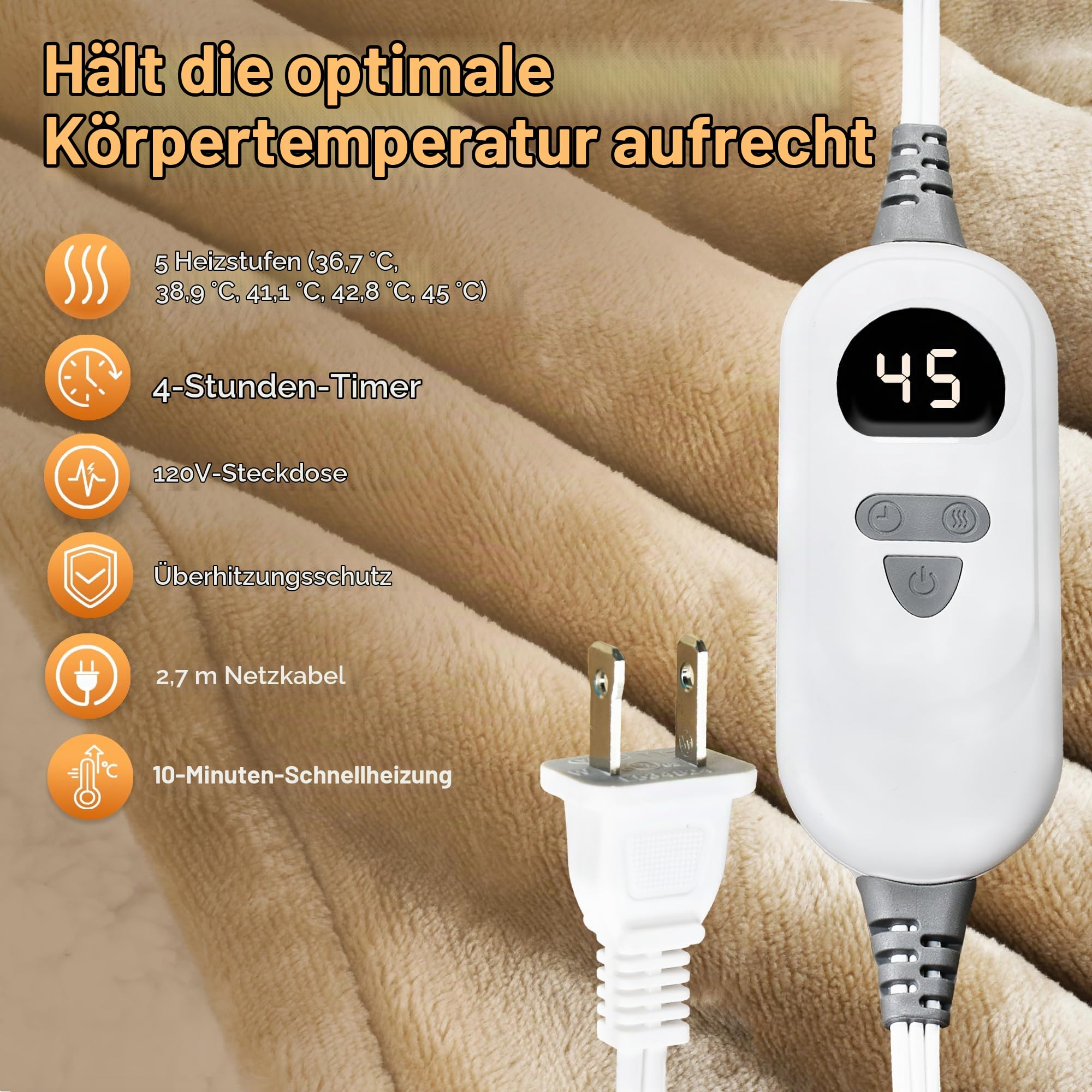 Catalonia Classy Sherpa Heizdecke mit Ärmeln für Erwachsene, Extra Warme Heizdecke, Weiche Flanell-Kuscheldecke, Weiche, Flauschige TV-Decke, Geschenk, 178 x 127 cm