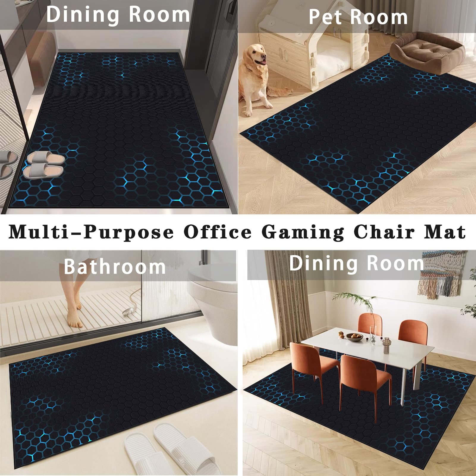 Bodenschutzmatte Bürostuhl, Gaming Stuhlmatten, Bürostuhlmatten, Gaming Stuhl Unterlage, Stuhlunterlage, Schreibtischstuhl Unterlage Geeignet für Büro und Zuhause, Rechteckig Bodenmatte 90 x 120 cm