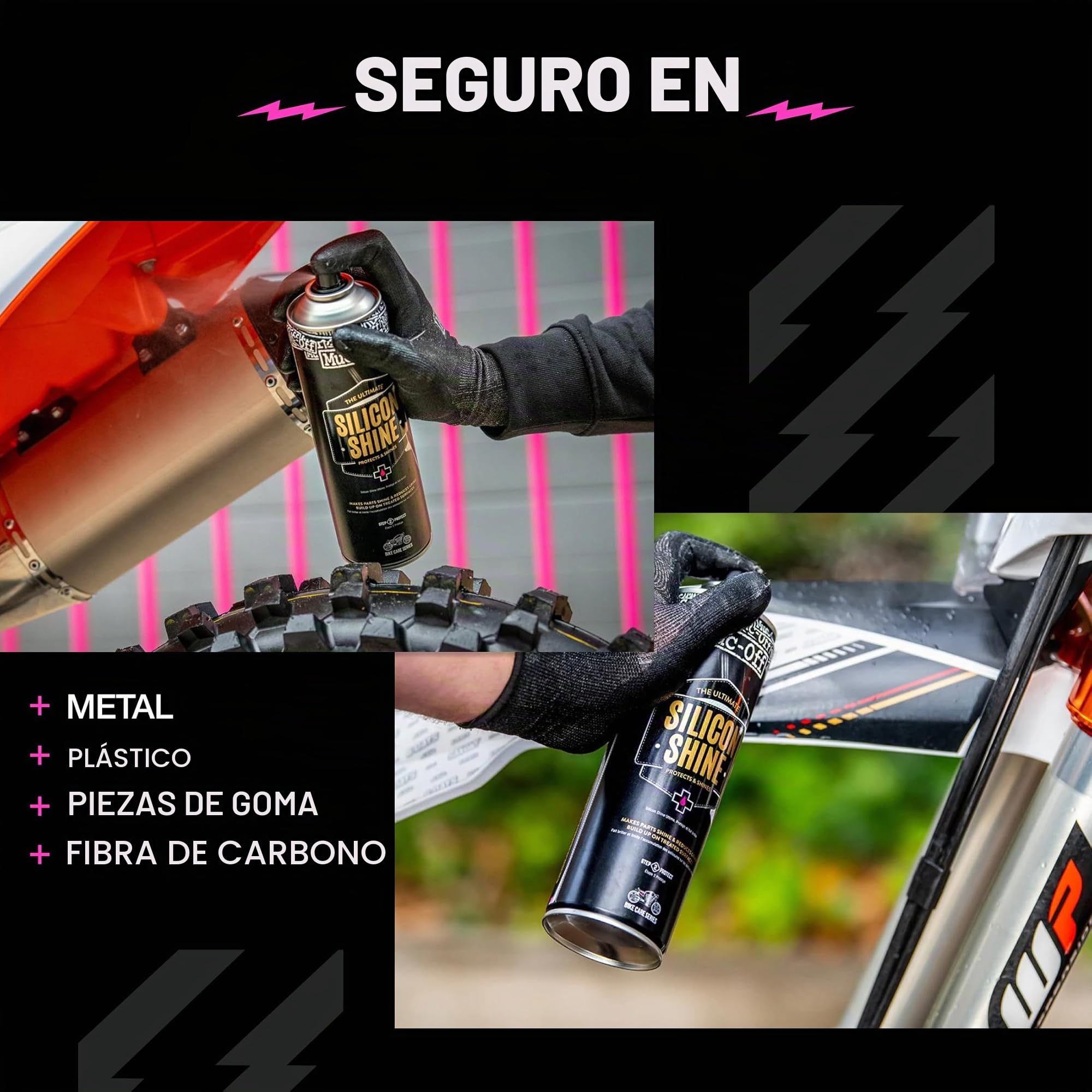 Muc-Off Silicon Shine Abrillantador de Moto de Silicona Líquida, 500 ML - Spray Protector de Moto Abrillantador para un Acabado Luciente - Protege y Ayuda a Prevenir la Adherencia de la Suciedad
