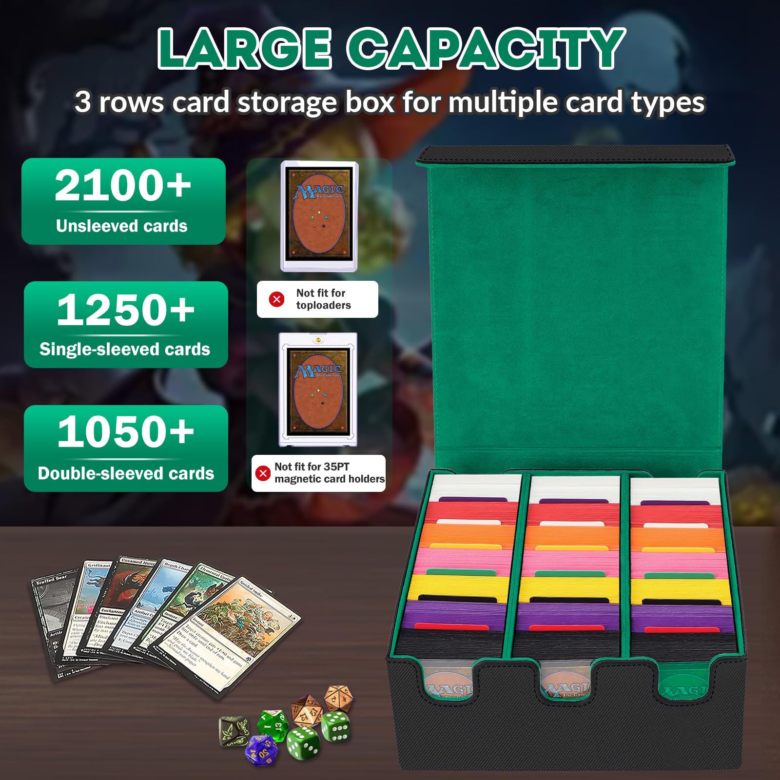 REAQUE Kaartenbox voor 3900 kaarten, 5 rijen, verzamelkaarten REAQUE Kaartenbox voor 3900 kaarten, 5 rijen, verzamelkaarten