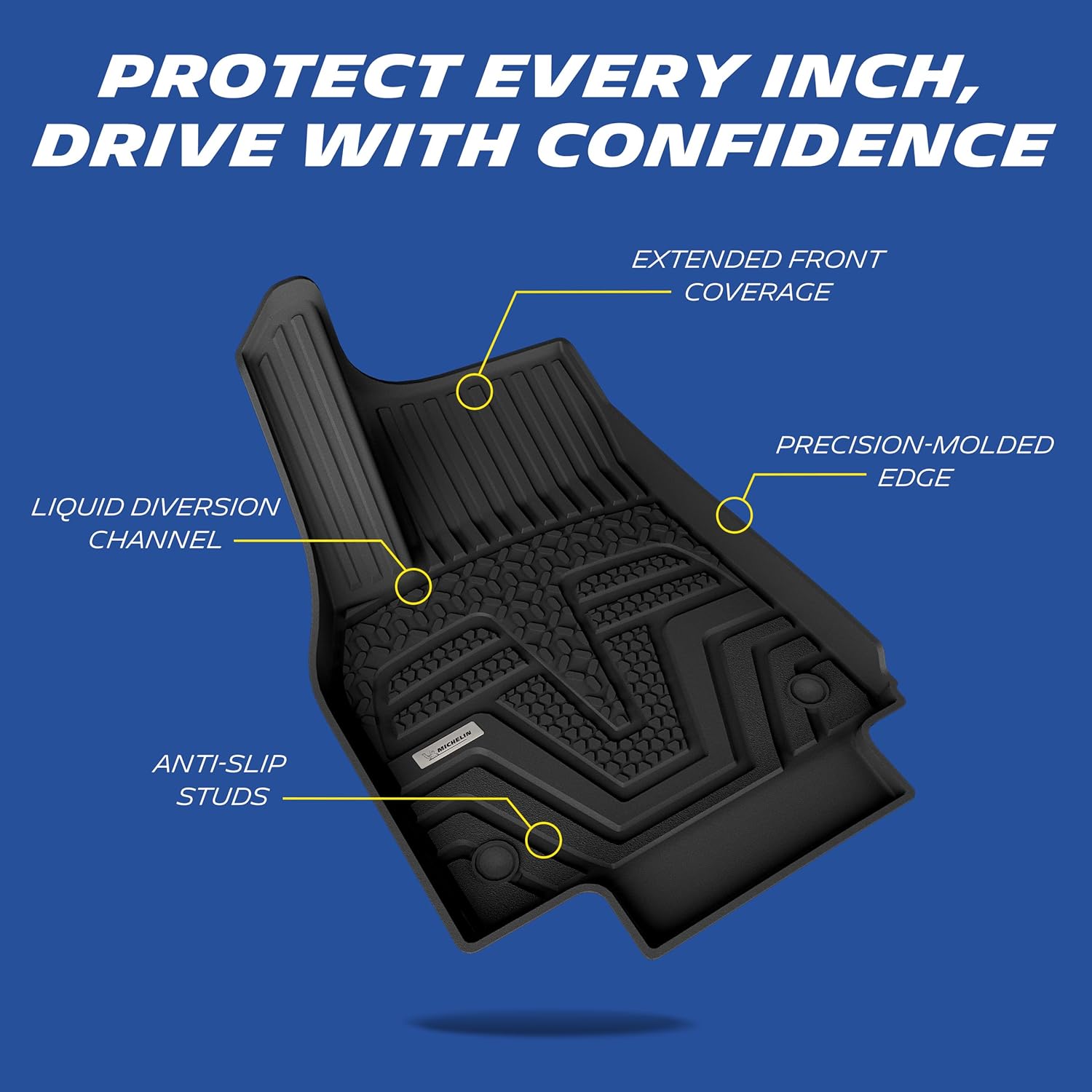 Michelin Elite Series Floor Mats for 2025 2026 Tesla Model Y Juniper, 5 Seater, Not Fit Standard, All-Weather Floor Liner, Custom Fit, Durable TPE, Not Fit Standard or 7 Seater 2025+ Model Y Floor Mats - Elite Seiries