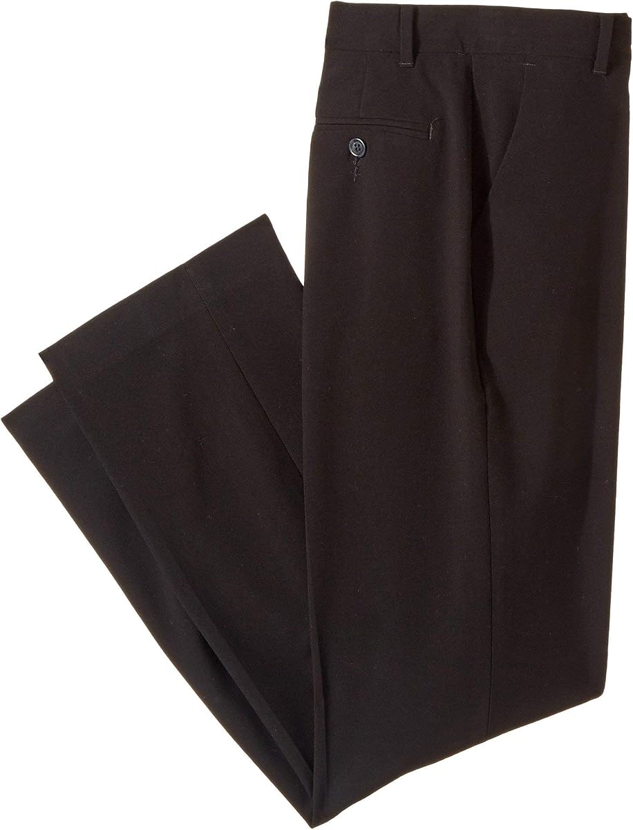 Calvin Klein Pantalón de vestir bielástico con frente plano para niños, ajuste de pierna recta, trabillas para cinturón y bolsillos delanteros