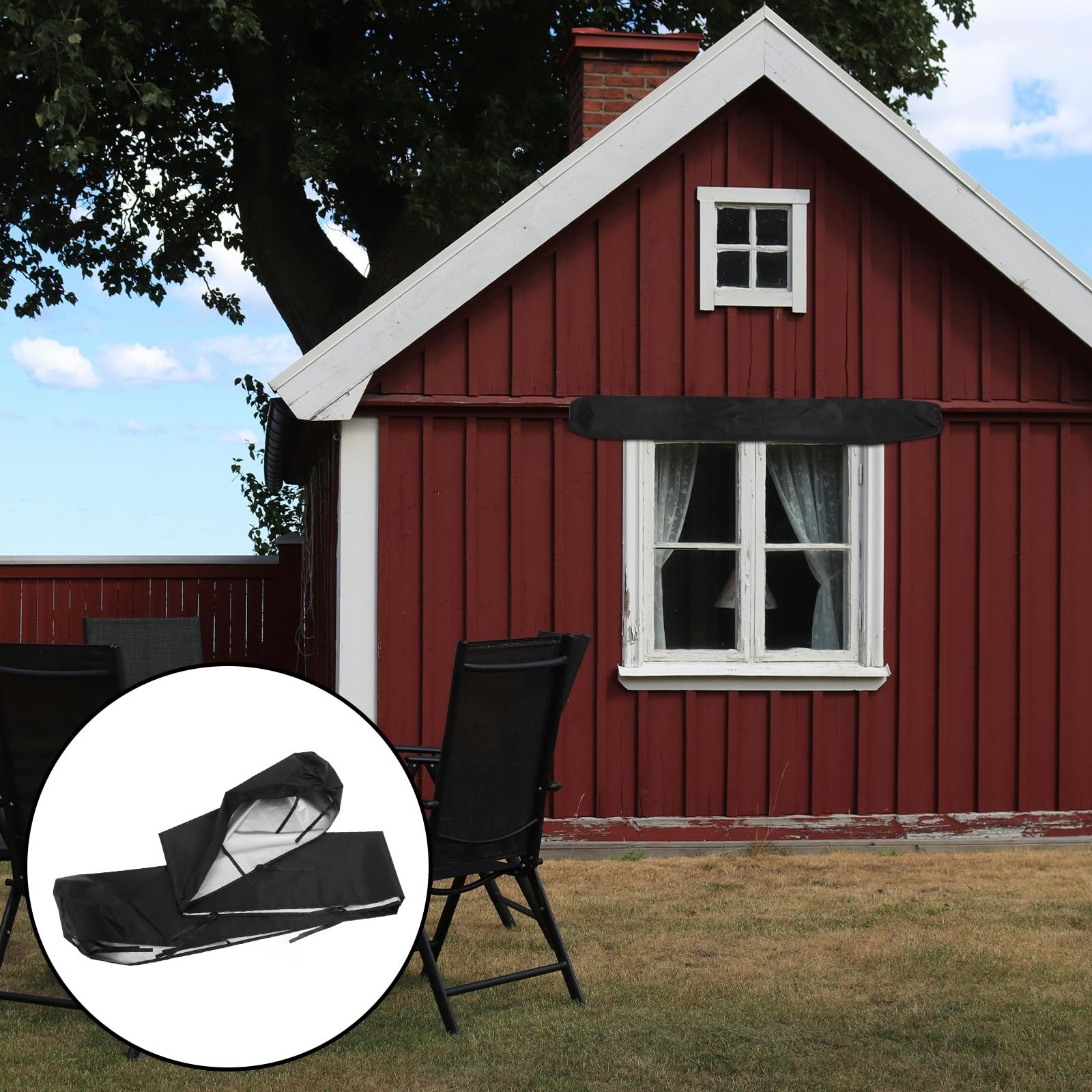 COLLBATH Housse de Protection pour Store Banne Rétractable 3 M, Imperméable et Résistante en Tissu Oxford, pour Terrasse Extérieure, Protection Pluie et Gel, Rangement Solide Toutes
