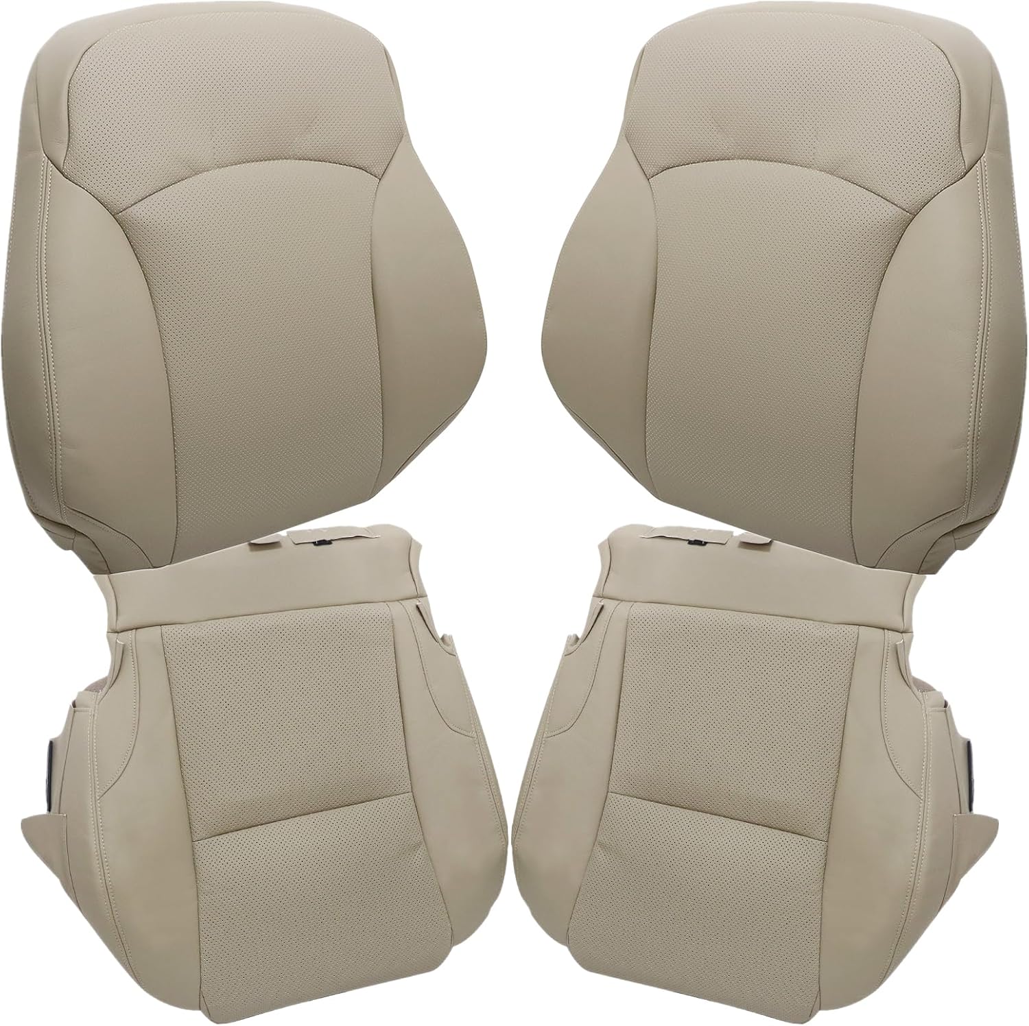 NLQR Front Driver and Passenger Bottom and Top Replacement Seat Covers Tan Microfiber Leather Compatible with Lexus IS250 IS350 2006 2007 2008 2009 2010 2011 2012 2013