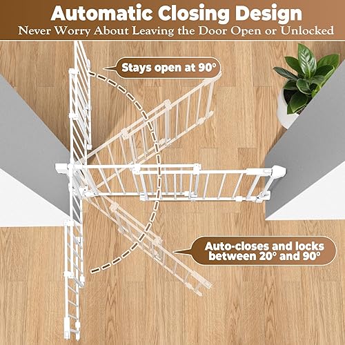 Miniatura 5 de Puertas para bebés de 29 a 45 pulgadas sin barra inferior para escaleras, puerta de seguridad infantil extra alta de 28 pulgadas con cierre