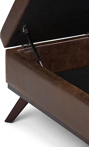 Miniatura 348 de SIMPLIHOME Owen - Bandeja rectangular moderna de mediados de siglo de 34 pulgadas de ancho, otomana pequeña para almacenamiento de mesa auxiliar, en