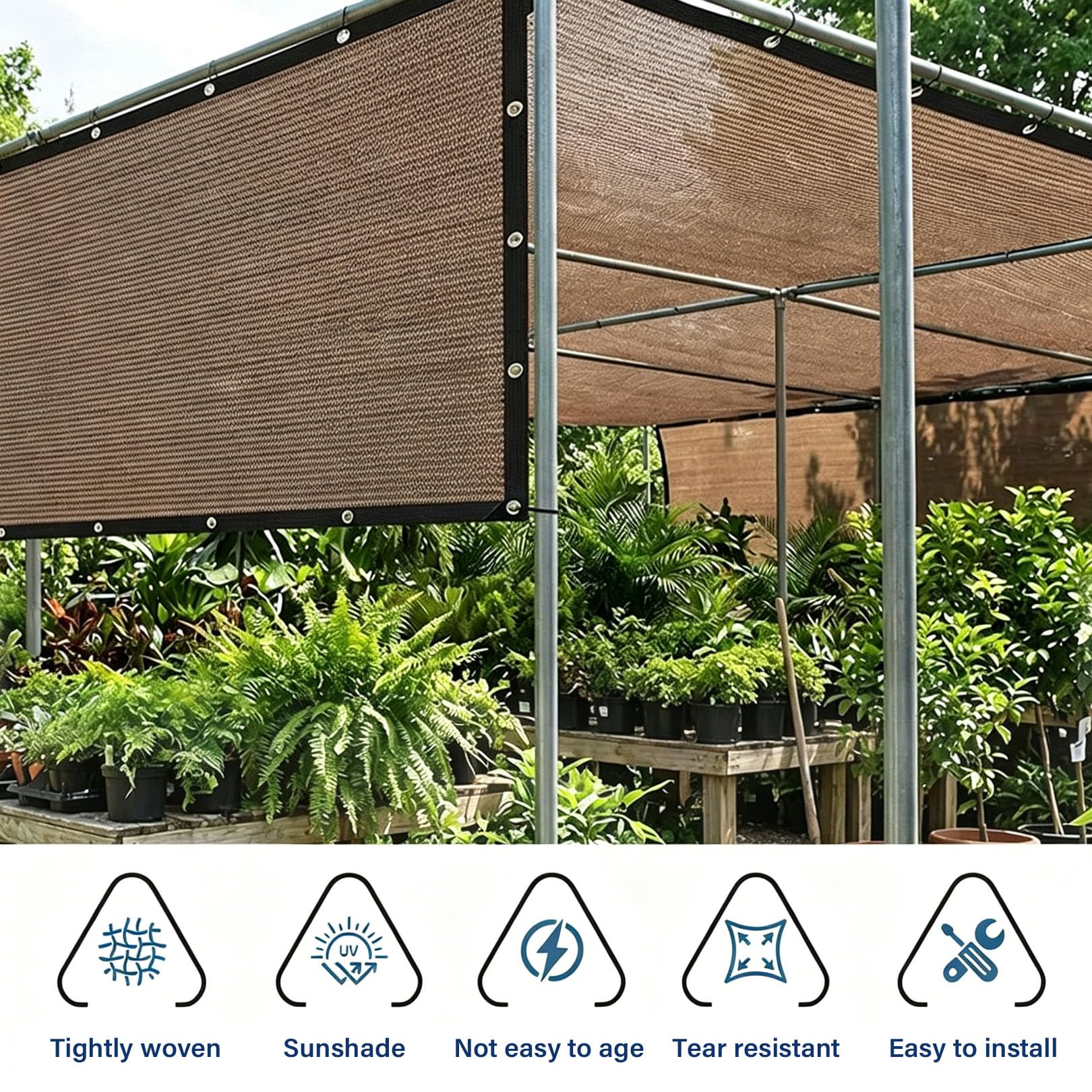 Brown Sichtschutznetz 4x7m HDPE-Schattennetz Schattierungsnetz