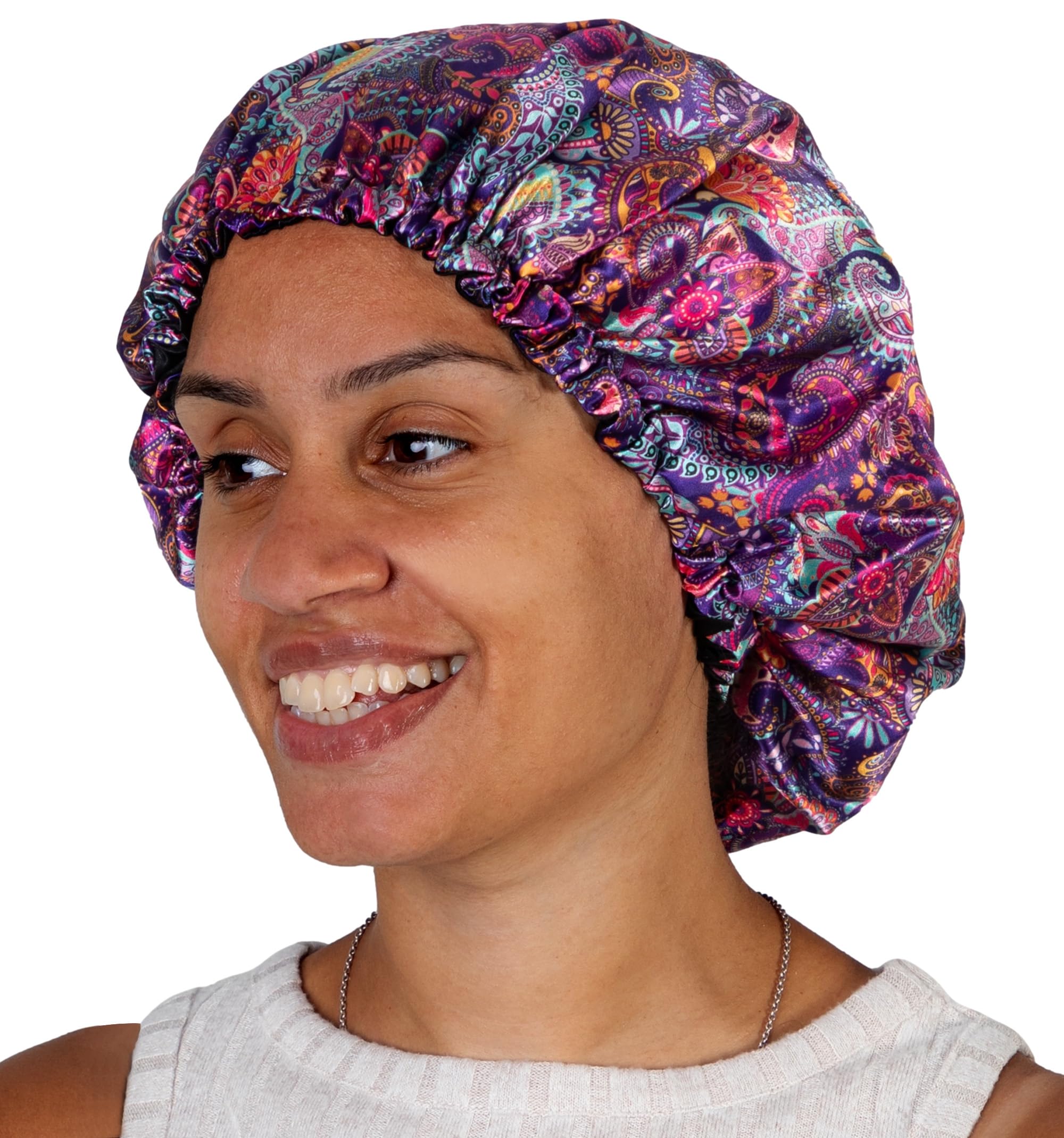 Satin Bonnet - Silk Hair Bonnet for Sleeping - Bonnet for Curly Hair, Satin Sleep Cap & Hair Cover for Sleeping - Adjustable