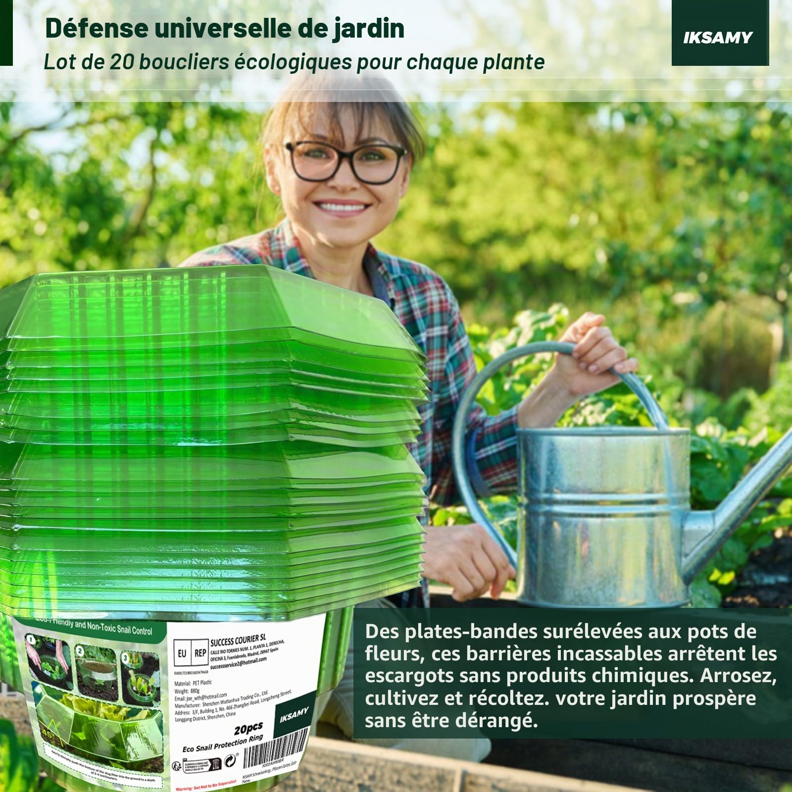 Lot de 20 Colliers Anti-limaces et escargots - Protection Contre Les escargots - sans Poison - en Plastique - pour Plantes et Jardin - Vert (Bord Anguleux)