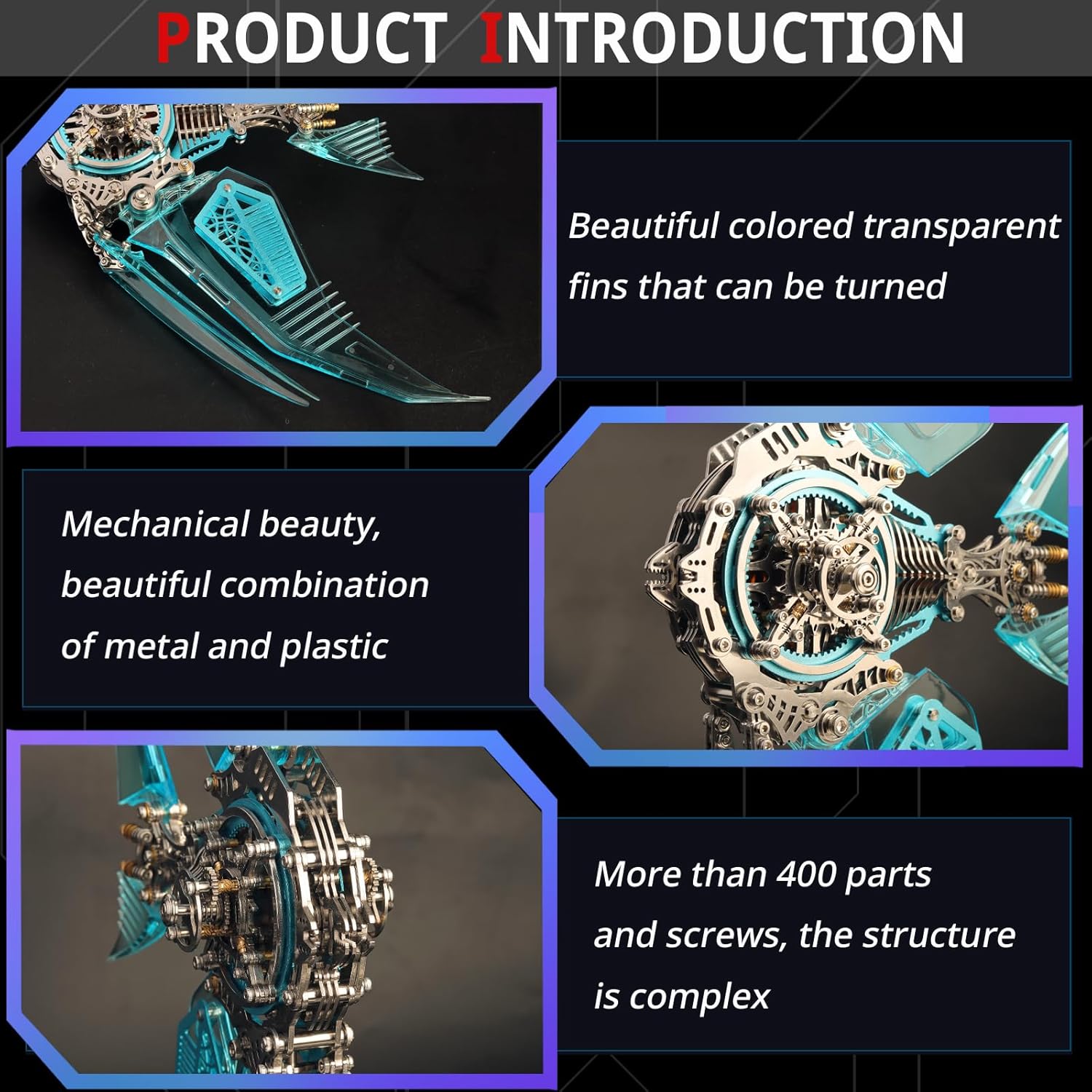3D Metal Puzzles for Adults, Metal 3D Puzzle DIY Colorful 3D Metal Puzzle 529 Pieces Mechanical Building Kit,3D Metal Model Kits to Build for Birthday Christmas