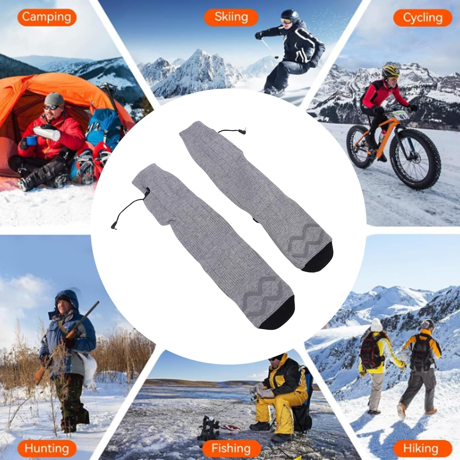 Haofy Calcetines Térmicos Recargables Lavables 4000mAh 4 Configuraciones de Calor 35-60°C para Hombres Mujeres Invierno Actividades Al Aire Libre Esquí Camping Pesca Ciclismo Gris