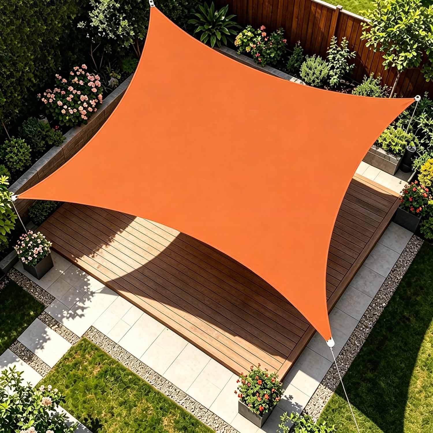Ffsaacol Shade Sails Rectangle, Sun Shade Sail for Garden with Ropes, Shade Sail Canopy Waterproof UV Block Fabric, for Patio Lawn Garden Carport Backyard Deck Pergola 7, 13x20FT/4x6m