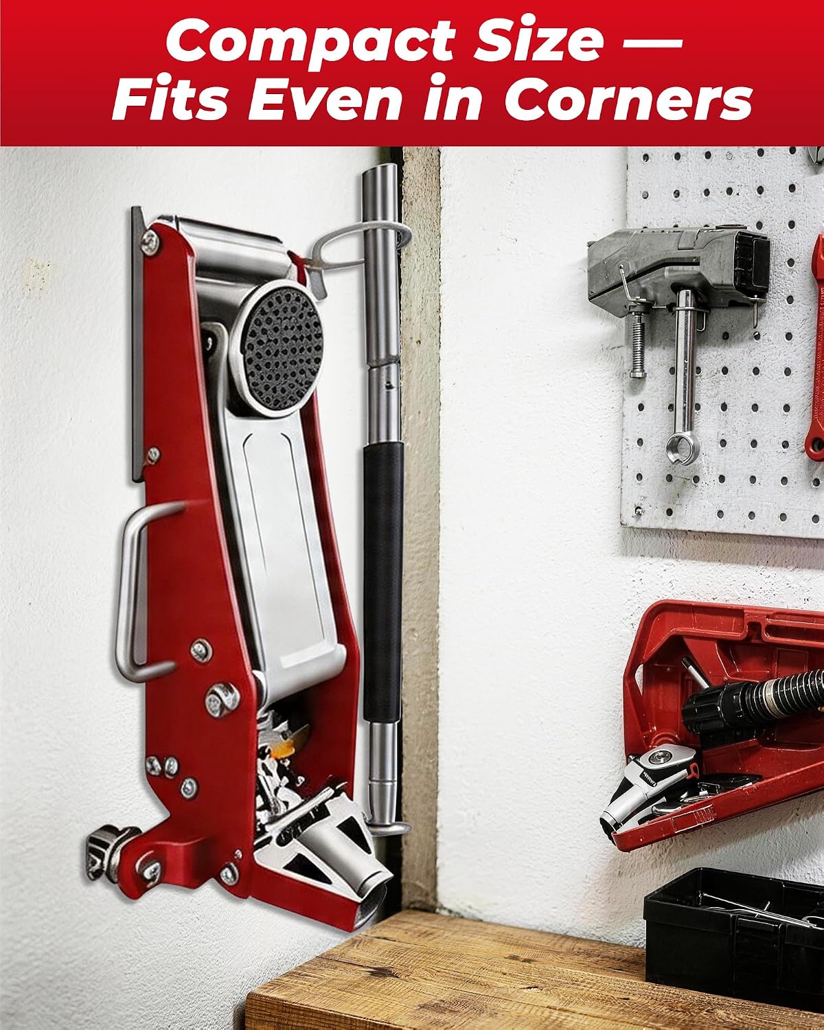 1.5 Ton Floor Jacks Wall Mount, Heavy-Duty Jack Stand Storage Rack Holder for Low-Profile Hydraulic Floor Jacks & Car Trailers, Solid Steel, 80LB Capacity, Silver