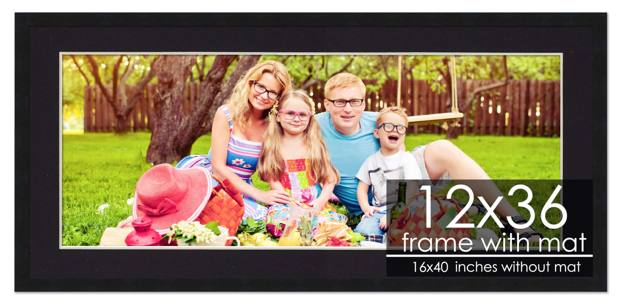 Amazon.com - 12x36 Frame with Mat - Black 16x40 Frame Wood Made to