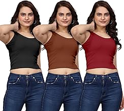 Women's & Girls' Solid Ribbed Slim Fit Crop Tank Top |Women Top| Top for Women|Pack of 3