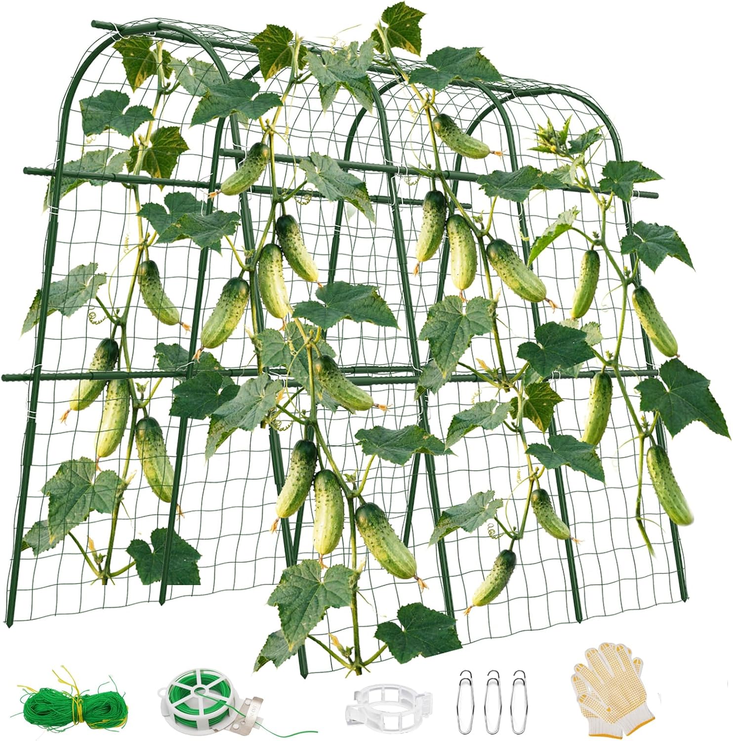 65"×48" Cucumber Trellis for Raised Bed, U-Shape Garden Trellis for Climbing Plants Outdoor, Metal Arch Vegetables Trellis, Detachable Cucumber Plant Support for Tomato,Squash