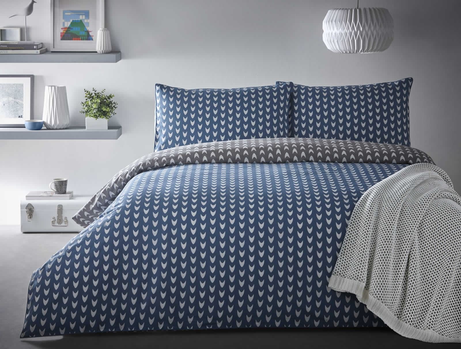 Parure de lit 100% coton de qualité supérieure bleu simple Appletree