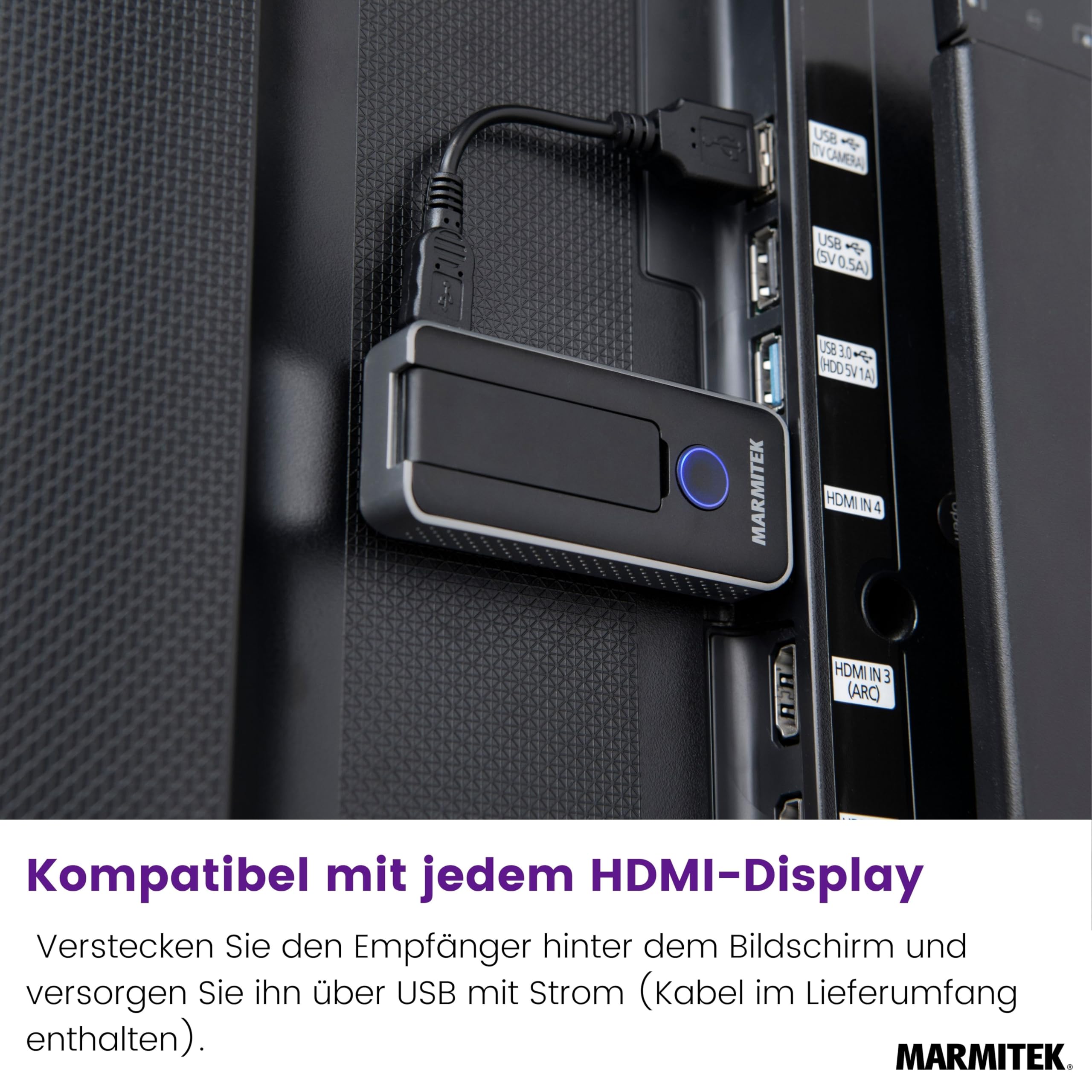 Marmitek Stream S1 Pro - Wireless HDMI Extender 1080p Full HD USB-C Laptop | Drahtloser HDMI Sender Empfänger für Präsentationen, Plug & Play ohne WLAN/Software, USB-C, 20 m und geringe Latenz