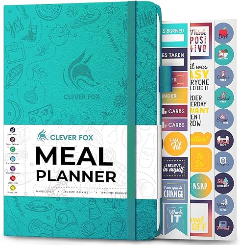 Clever Fox Agenda semanal de comidas, diario de preparación de comidas semanal y diario con listas de compras y comestibles para planificación de