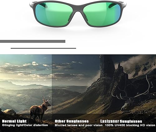 Miniatura 5 de Lasiyanor Gafas de sol deportivas polarizadas TAC ligeras para hombres y mujeres, TR90 almohadillas ajustables para la nariz para correr, ciclismo,
