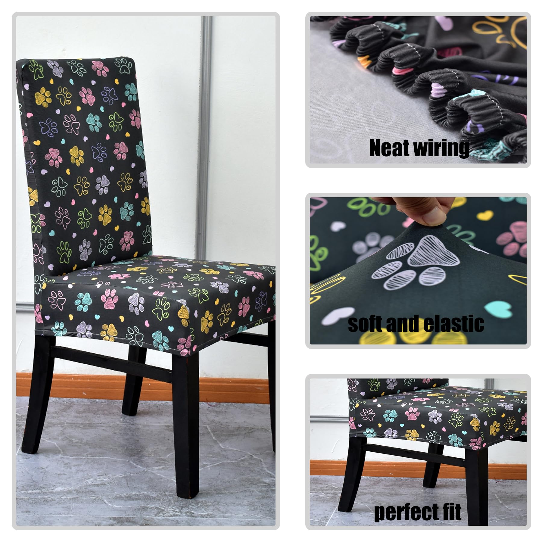 HZDHCLH Chair Covers Set of 4/6 Stretch Modern Chair Slipcovers for Dining Room Kitchen Wedding Party Washable Chair Protector(6pcs,footprint) - Image 2