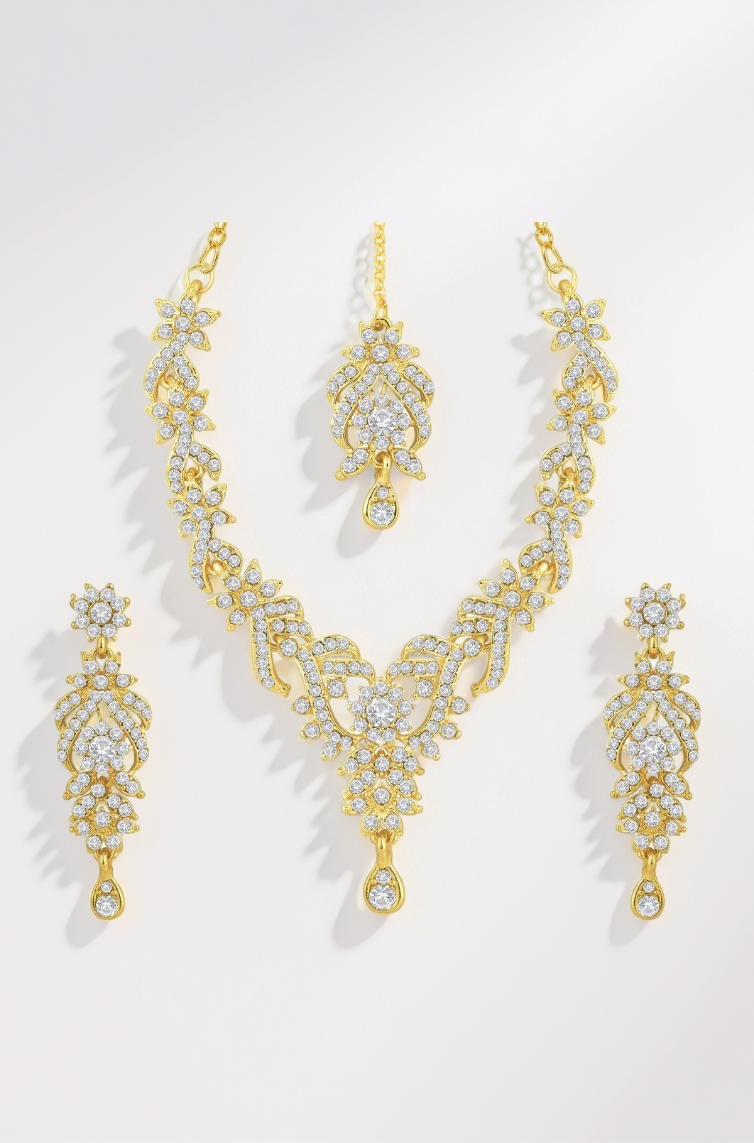 Sukkhi Trendy Gold Plated Australian Diamond Stone Studded Necklace Set for Women