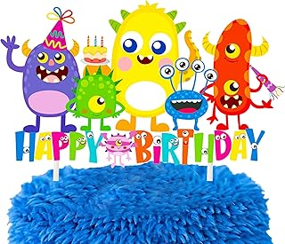 Monster Birthday Cake Topper Monster Bash Birthday Party Supplies Little Monster Cake Decorations for Kids Cartoon Monster Theme Birthday Party Baby Shower Cake Decorations Supplies