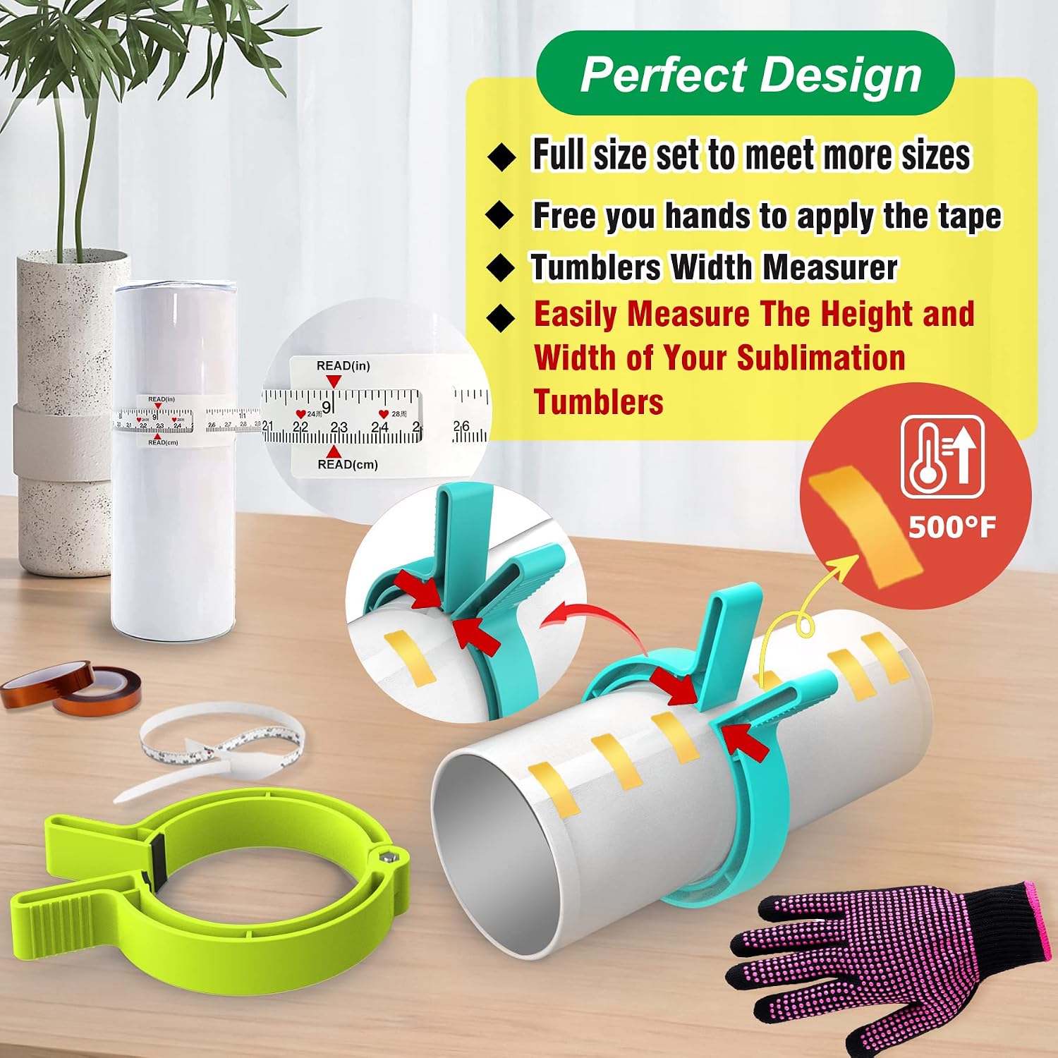 Sublimation Tumblers Clamp for 12 Oz 20 Oz 30 Oz Sublimation Blanks Tumblers, Pincher Tool for Skinny Straight Tumblers, Full-Size Set Tumbler Sublimation Paper Tool