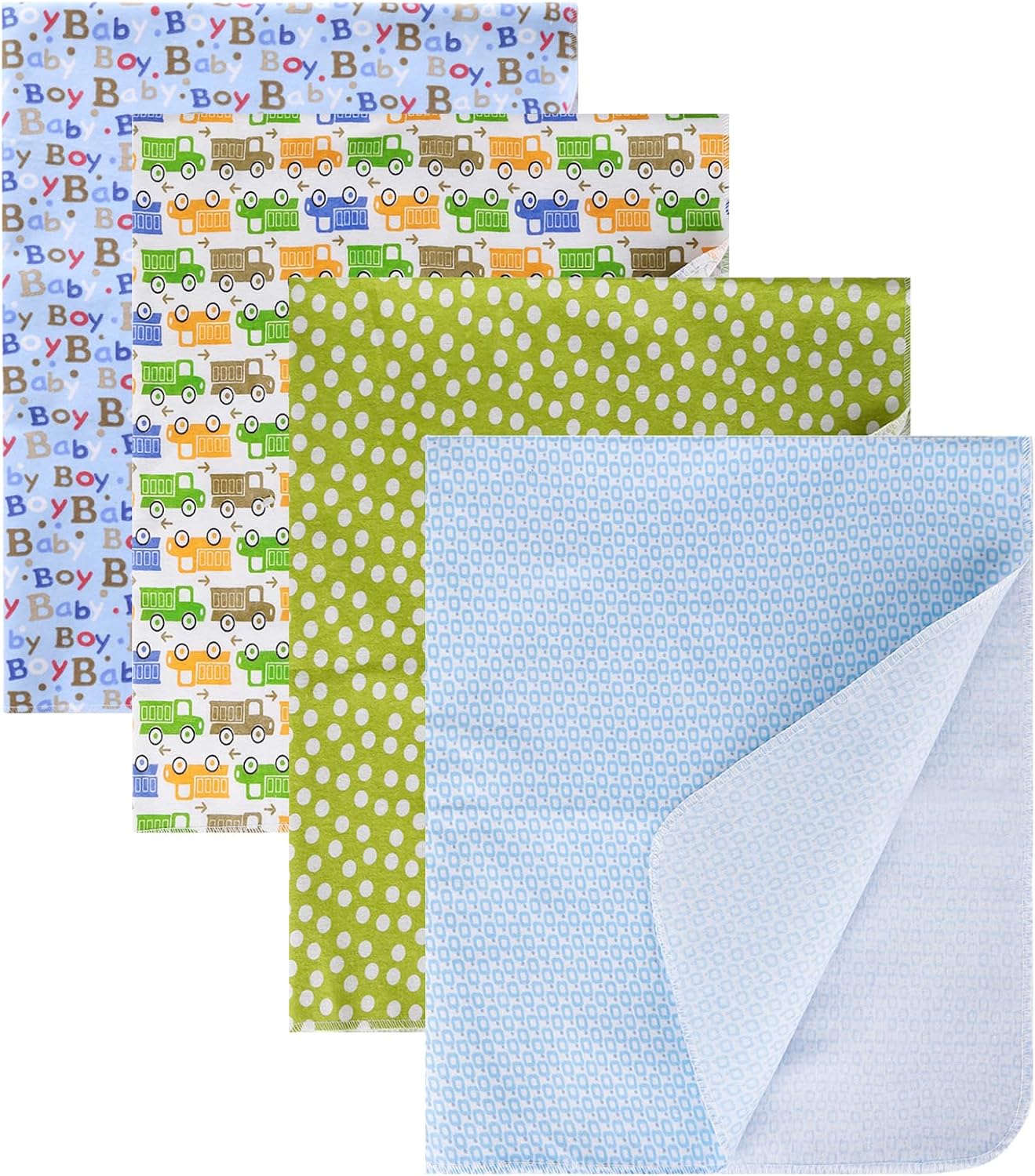 Cotton Flannel Receiving Blankets 4 Pcs, Baby Swaddle Blankets, Infant Flannel Blanket 30 X 30 Inch for Boy and Girl (Style11)