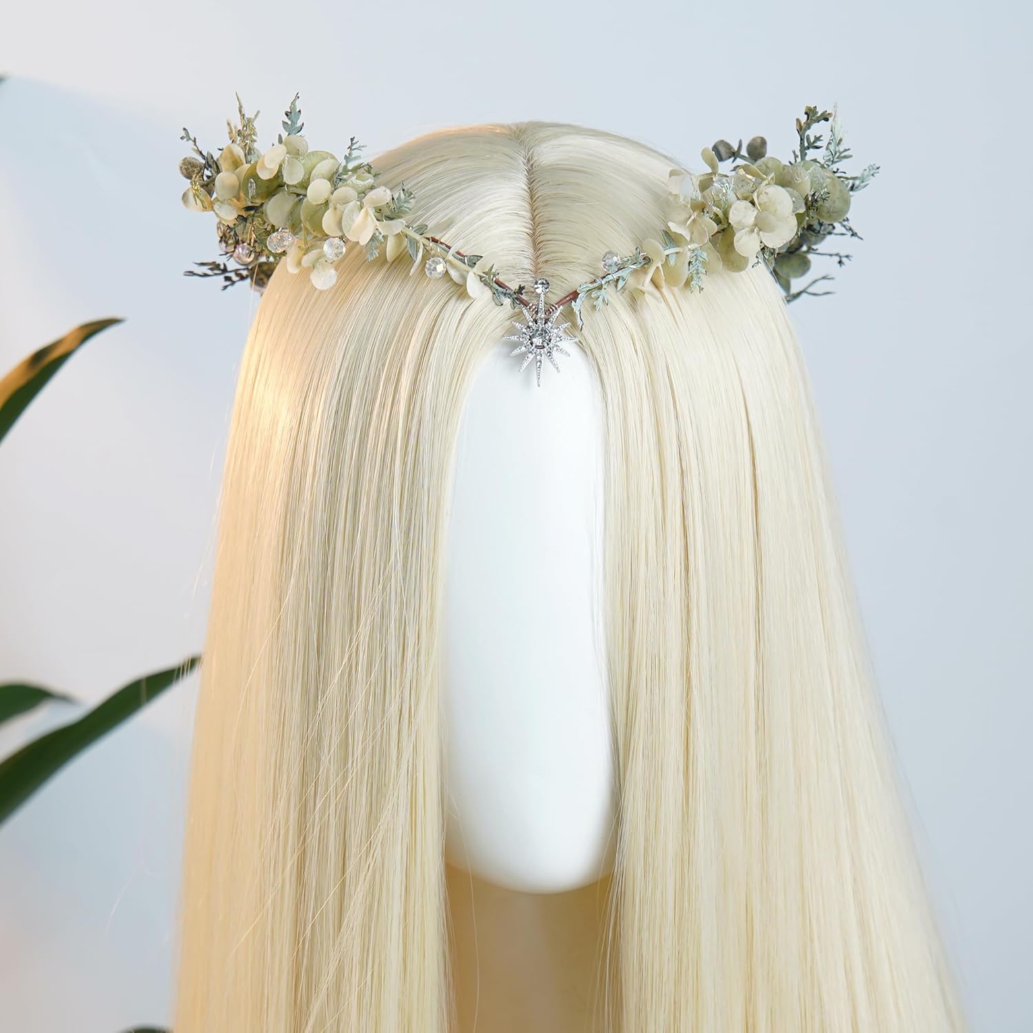 MOSTORY Woodland Flower Fairy Crown - Forest Elf Crown Circlet for Renaissance Accessories Women Fairycore Renfaire Cosplay - Image 2