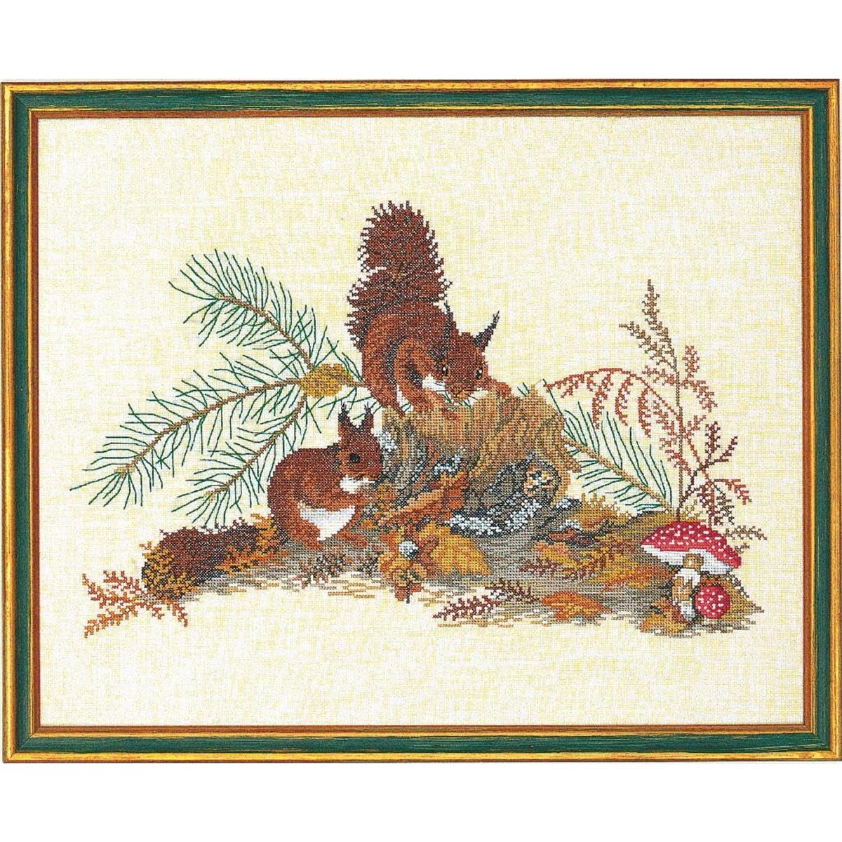 Squirrels Cross Stitch Kit - Eva Rosenstand - 12-826 -19.75 x 15.75" - 26 Count